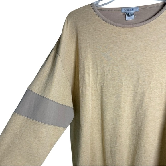 Zegna Sport Striped Long Sleeve Shirt Size Large Tan Cotton Vintage Y2K 90s - Picture 5 of 6